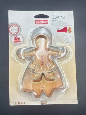 Zenker Stainless Steel Gingerbread Man Cookie Cutters Set - 2 Sizes - Brand New